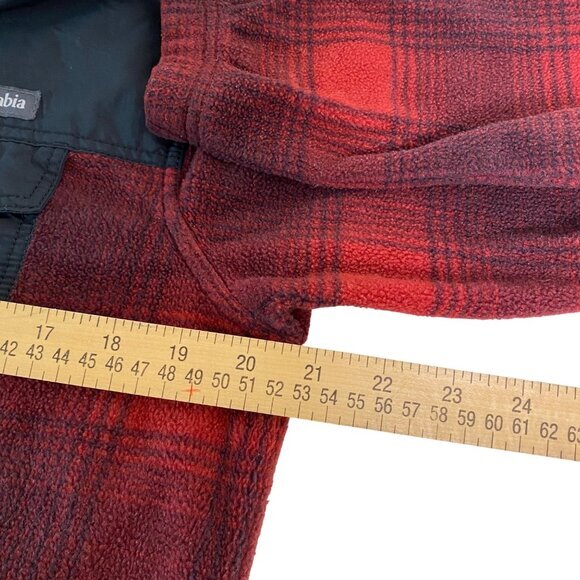 Columbia Mens Red & Black Plaid Sherpa Lined Fleece Jacket‎ Size M - Picture 8 of 9
